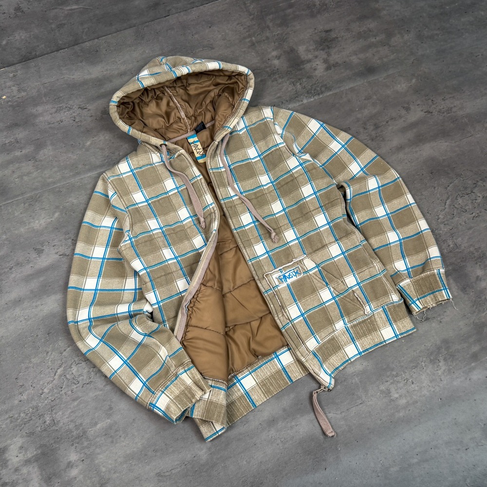 Y2K 00's Billabong Surfwear Style Plaid Checkered Stripped Zip Up Hoodie